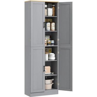 HOMCOM Alacena De Cocina N&oacute;rdico Mueble Aparador De Comedor Armario De Almacenamiento Con 4 Puertas Y Estantes Ajustables 60x30x171 Cm Gris - Homcom