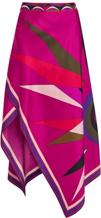 Pucci Hawaii Asymmetric Silk Midi Skirt - Multicoloured 1 - 42 (UK10 / S)