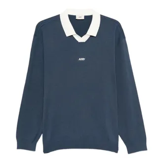 Autry Polo Shirts, male, Blue, Size: XL Embroidered-logo Polo Shirt