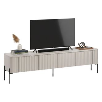 Dmora Mueble De Tv Brembana, Aparador De Sal&oacute;n Con Cuatro Puertas Batientes, Elevado Del Suelo, 190x40 H50 Cm, Beige