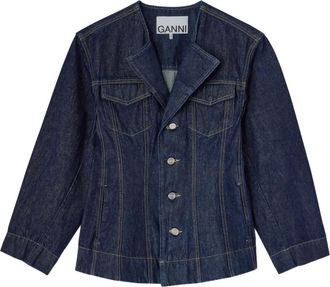 Ganni Denim jack met knopen - Blauw