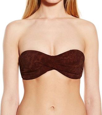 PQ Swim Women Goddess Strapless Bandeau Swimsuit Bikini Top In Brown