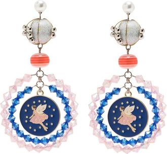 Amir Slama ballerina-motif statement drop earrings - women - Plastic - One Size - Blue