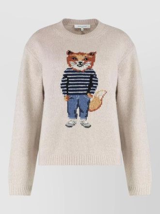 Maison Kitsun&eacute; wool sweater round neck fox motif