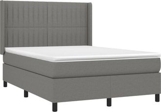 vidaXL Cama Box Spring Con Colch&oacute;n Tela Gris Oscuro 140x190 Cm Vidaxl