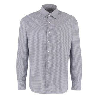 THE (ALPHABET) Gedrukt katoenen overhemd met Gingham-motief - Heren - Casual Overhemden - Veelkleurig - 4XL - Katoen - Overhemden