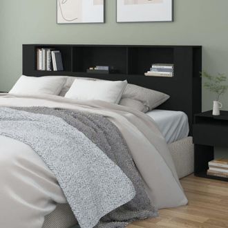 vidaXL Testiera con Scomparti Nero 200x18,5x104,5 cm - Vidaxl