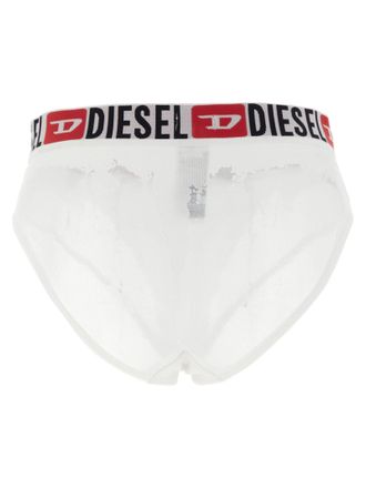 Diesel Jacquard Logo-Band Ribbed Briefs - White