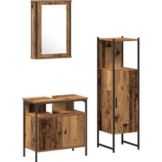vidaXL Vidaxl - Juego De Muebles De Ba&ntilde;o 3 Pcs Marr&oacute;n 33 X 33 X 120.5 Cm
