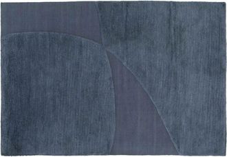 Oviala Alfombra de lana con diseño tejido a mano en azul de 160 x 230cm