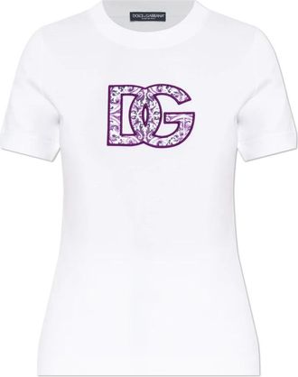 Dolce & Gabbana T-shirt met logo - Dames - T-shirts - Wit - S - Katoen - Tops