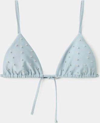 Mango Top bikini triangolare glitter grigio chiaro/pastello - Donna - XS - MANGO