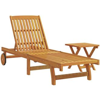 vidaXL Vidaxl - Tumbona Con Mesita Madera Maciza De Acacia