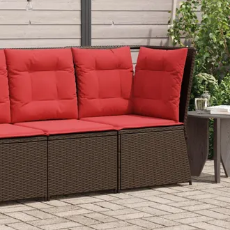 vidaXL Divano Angolare Da Giardino Con Cuscini In Polyrattan Marrone Vidaxl