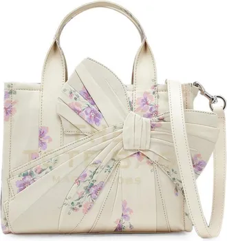 Marc Jacobs SMALL TOTE IN ANTIQUE FLORAL CANVAS WITH OVERSIZED BOW