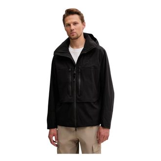 Emporio Armani Emporio Armani Ea7, Jassen, Heren, Zwart, M, Polyester, Logo-print Hooded Jacket