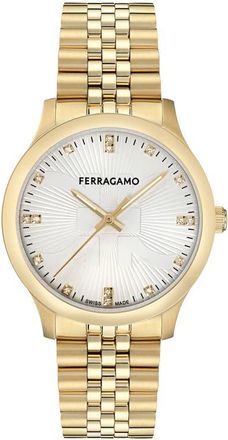 Ferragamo Duo Diamond Bracelet Watch, 40mm in Ip Yellow Gold at Nordstrom