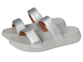 FitFlop F-mode Go Adjustable Flatform Two-Bar Slides Womens Wedge Shoes Silver : 11 M (B), Synthetic