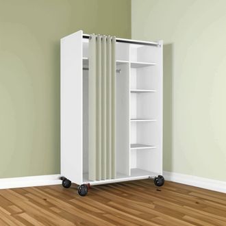 Dmora Inserto De Compartimentos Con Ruedas Para Armario, Color Blanco, 99,7 X 160 X 48,25 Cm, Con Embalaje Reforzado