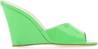 PARIS TEXAS Wanda Open Toe Wedge Mules - Dames - Sleehakken - Groen - 37 EU - Leer - Schoenen