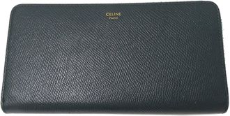 Celine Green Moss Green Leather Long Wallet (Bi-Fold) (Pre-Owned)