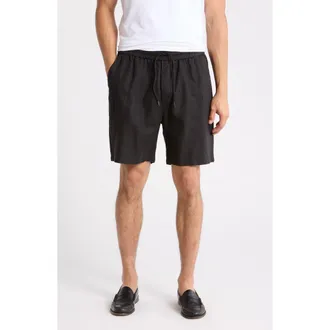Les Deux Otto Linen & Cotton Shorts in Black/Black at Nordstrom Rack, Size X-Large