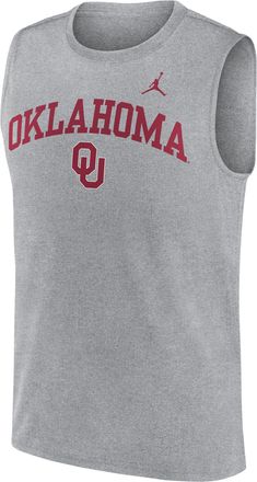 Nike Jordan Mens Oklahoma Primetime Arch Legend Jordan Brand Dri-FIT College Muscle Tank Top in Grey | 0JB306GOKN-G1M