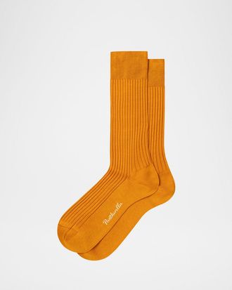 Pantherella Mens Danvers Ribbed Cotton Mid-Calf Socks