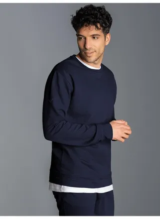 Trigema Sweatshirt TRIGEMA TRIGEMA Sweatshirt aus Biobaumwolle, Herren, Gr. XXL, blau (navy), Single Jersey, 75% Baumwolle (Biobaumwolle kbA), 25% Baumwolle (