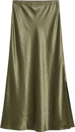 La Made Womens Doris Silky Slip Skirt In Olive