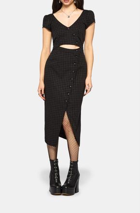 Disturbia Ziggy Check Cut Out Midaxi Dress in Black at Nordstrom, Size 14