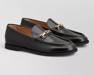 Tod's leather loafers gold hardware rubber sole