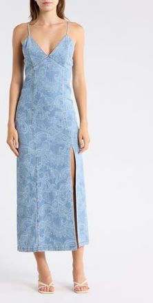 Alice & Olivia Juliette Denim Slipdress in Laser Paisley at Nordstrom Rack, Size 14