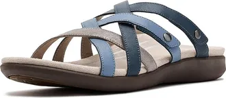 Aetrex Kasey Adjustable Slide Sandals Womens Sandals Blue : EU 41 (US Womens 10-10.5) M (B), Leather