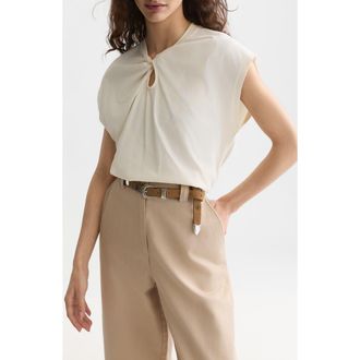 Scotch & Soda Twisted Neckline Top in Eggnog at Nordstrom, Size X-Small