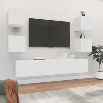 vidaXL Vidaxl - Set De Muebles Para Tv 6 Piezas Madera Contrachapada Blanco