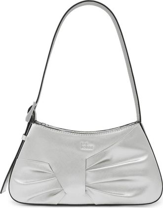 Behno Mini Leena Crosshatched Metallic Leather Shoulder Bag in Silver at Nordstrom