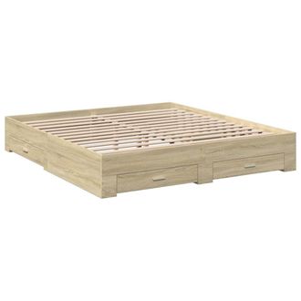 vidaXL Cama Con Cajones Madera Ingenier&iacute;a Roble Sonoma 180x200 Cm Vidaxl