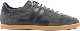 Lanvin Textured Grey Sneakers with Navy Leather Accents