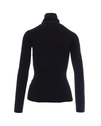 Elisabetta Franchi Ribbed Lyocell Turtleneck - Black
