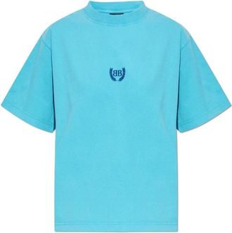 Balenciaga Medium Fit T-Shirt - Dames - T-shirts - Blauw - L - Katoen - Tops