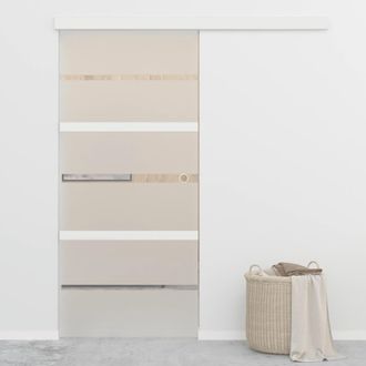 vidaXL Puerta Corredera Con Tope Suave Vidrio Esg Y Aluminio 90x205 Cm Vidaxl