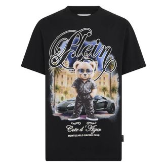 Philipp Plein Tops, Heren, Zwart, 4Xl, Katoen, T-shirt met Ronde Hals Teddy Racing