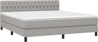 vidaXL Vidaxl - Cama Box Spring Colch&oacute;n Y Luces Led Tela Gris Claro 180x200 Cm