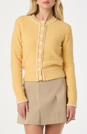 ASTR the Label Contrast Stitch Cardigan in Yellow at Nordstrom, Size X-Large
