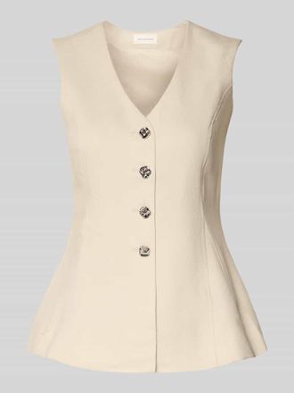 Moss Copenhagen Weste aus Viskose-Mix mit Knopfleiste Modell Esteriane in Beige, Gr&ouml;&szlig;e XL