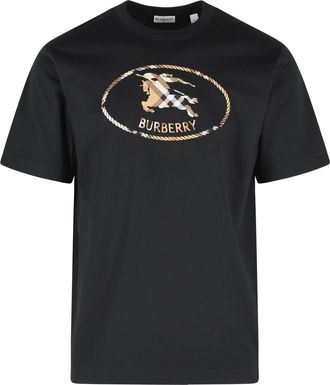 Burberry Schwarzes Burberry-T-Shirt Seth aus Baumwolle