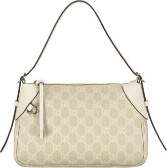 Gucci GG Emblem Kleine Schoudertas - Dames - Schoudertassen - Beige - ONE Size - Leer - Tassen