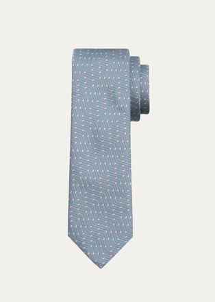 Giorgio Armani Mens Jacquard Chevron Silk Tie