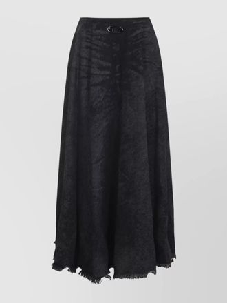 Diesel denim frayed maxi a-line skirt